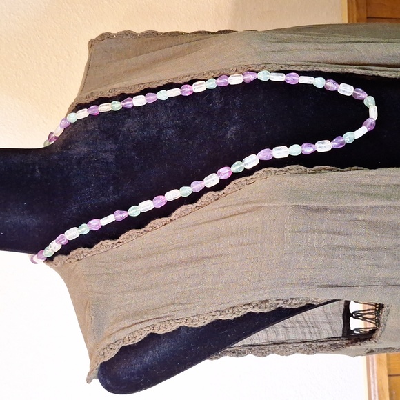 HP🏆 Fluorite Cloud Quartz Long Necklace - Picture 2 of 7